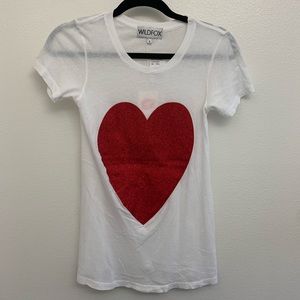 WILDFOX | Heart Glitter White T-Shirt